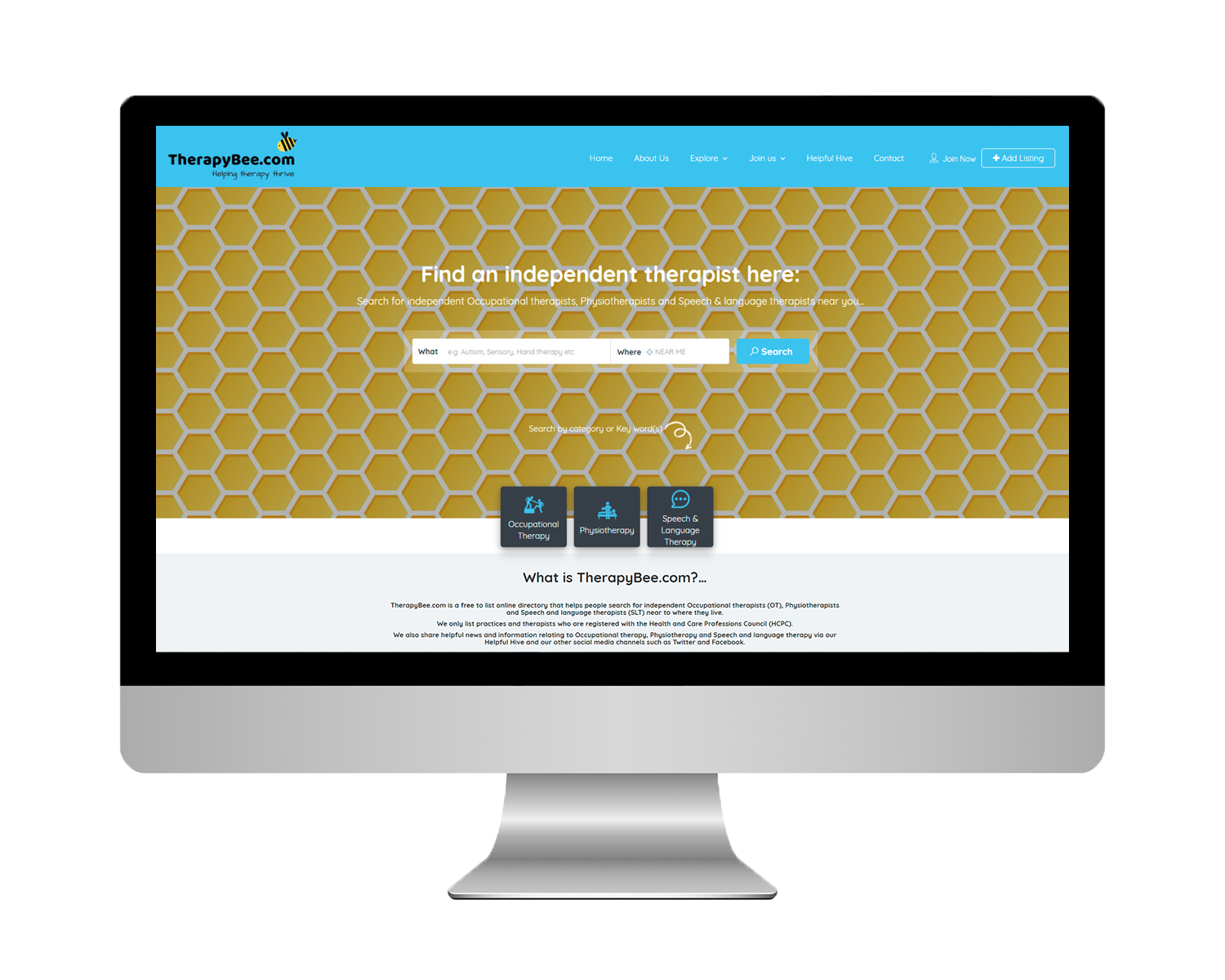 TherapyBee Directory Website Design