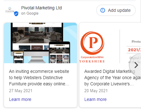 Pivotal Marketing Ltd Google My Business posts