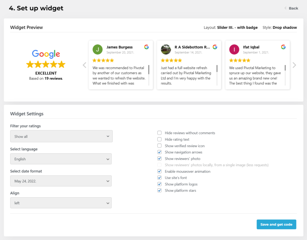 Embed Google Reviews WordPress pt 4, set up widget